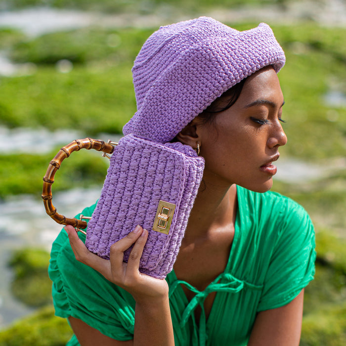 AIRMAIL Mini Crochet Handbag In Mauve Purple