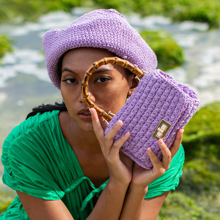 AIRMAIL Mini Crochet Handbag In Mauve Purple