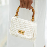 AIRMAIL Mini Crochet Handbag In White