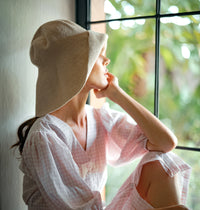 Bloom Crochet Knitted Cotton Summer Beach Hat in Off White handmade by artisans in Bali
