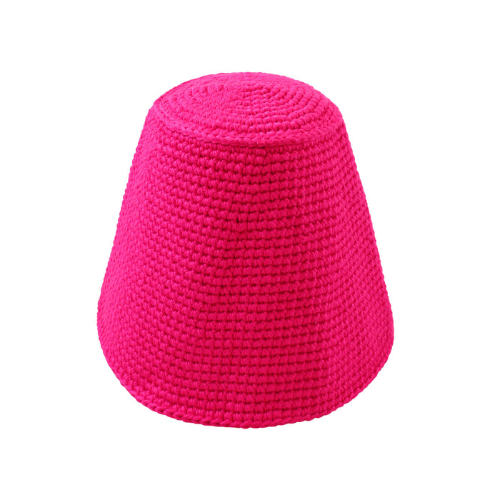 Gani hat in hot pink is hand-crocheted in breathable cotton yarn by our local artisans in Java island. Featuring a modern twist of the cloche hat shape, this hat has sturdy textures and fluid proportions. Fold the brim part to shape it into a sailor hat style.