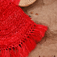 Warrior Raffia Straw Bag in Red