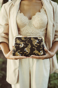 Sumatran Tiger Party Clutch in Black, Holiday Gift Guide