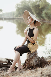 Hati Heart Beaded Wooden Bag in Nude Beige