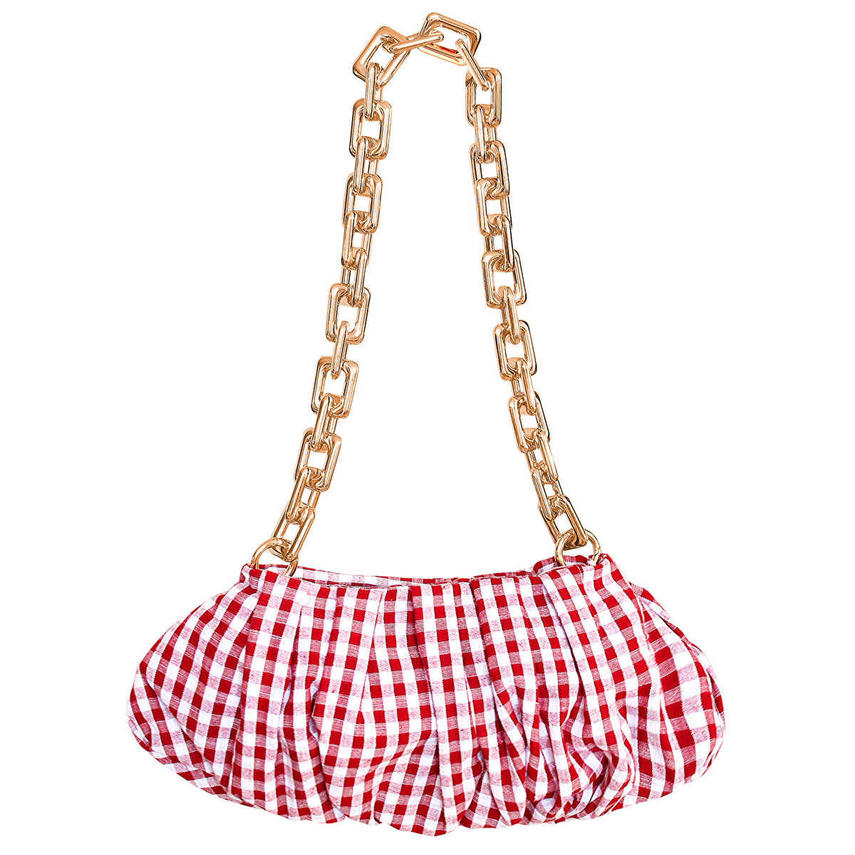 Awan Linen Gingham Clutch Bag in Red