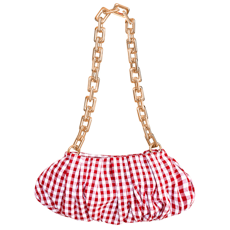 Awan Linen Gingham Clutch Bag in Red