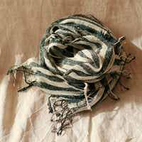 Fatima Hand-loomed Raw Cotton Scarf, in Black