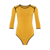 Girl Two-tone Sustainable Lenzing Viscose Bodysuit in canary yellow