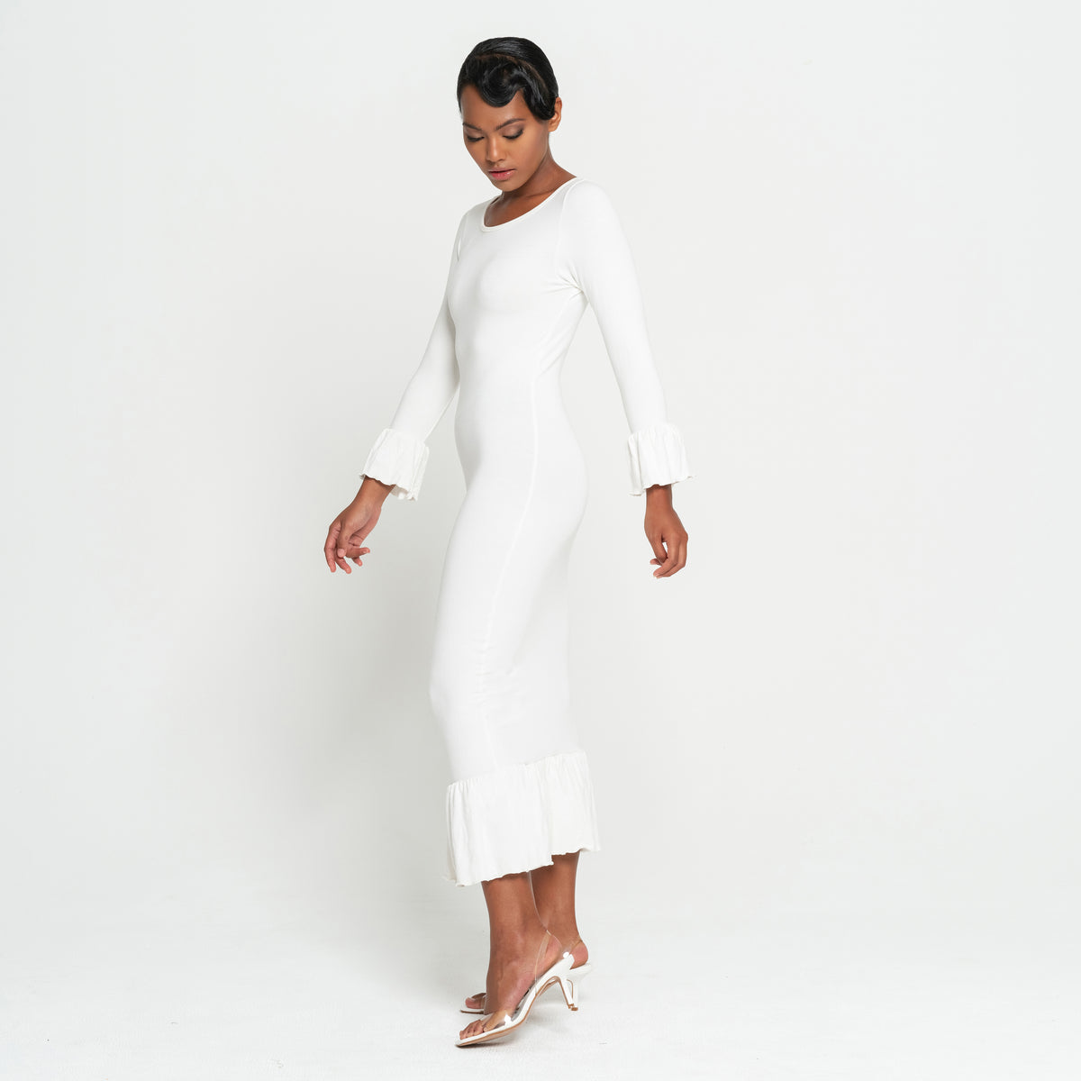 Marjorie Bambo Ruffle Winter maxi dress, Sustainable holiday gift