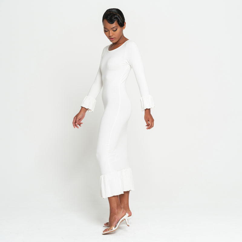 Marjorie Bambo Ruffle Winter maxi dress, Sustainable holiday gift