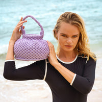 Naga Macrame Crochet Bucket Beach Bag in Purple