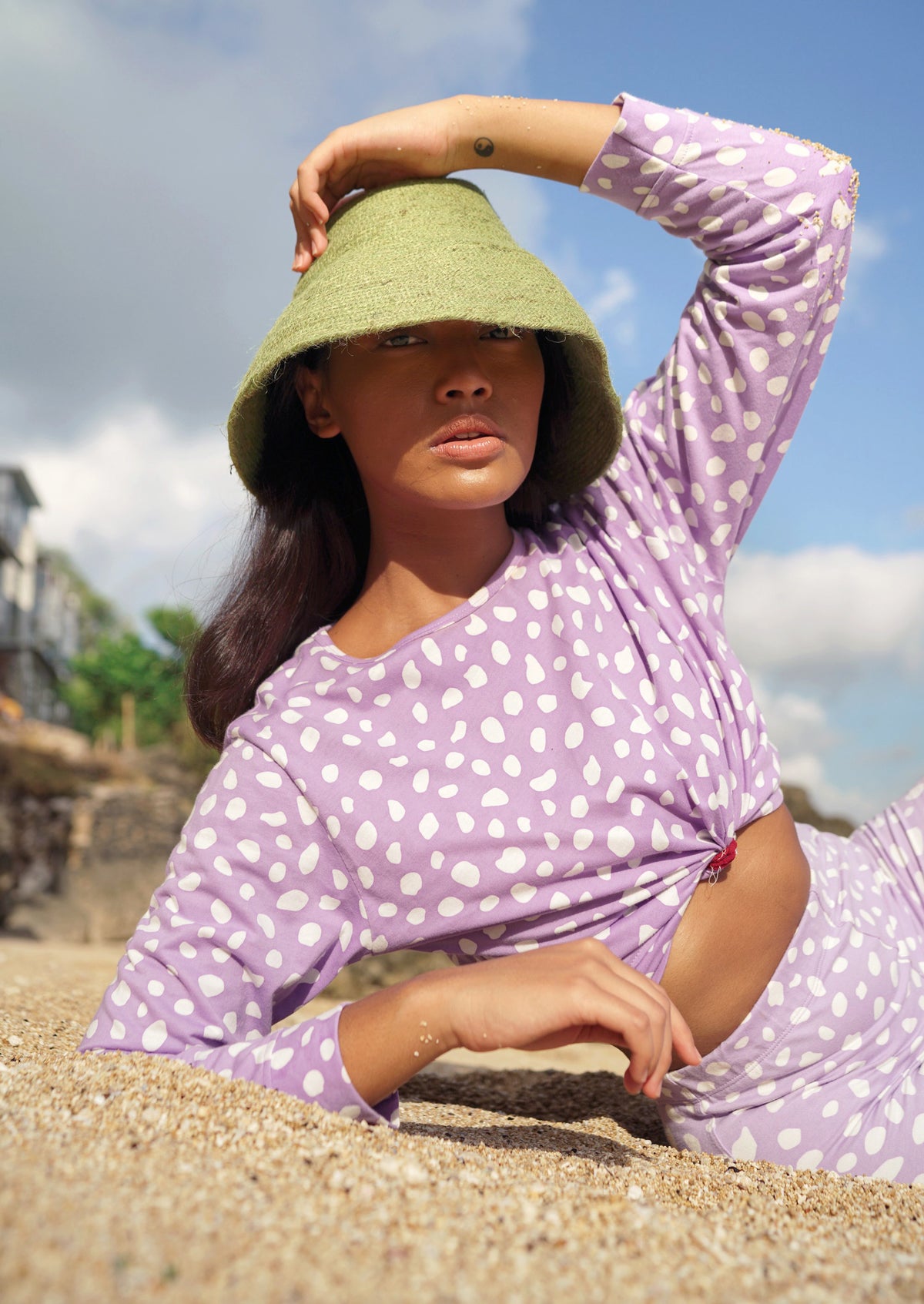 Naomi Jute Bucket Hat in Matcha Green  is designed specifically for the wild at heart with classic sophistication. Enjoy lounging poolside or exploring the city on sun-soaked days as its protective hat brim provides ample shade. Made of natural jute straws which have the perfect weight, this hat will sit comfortably and won't fly away in sudden gusts. It's also very practical to pack in any size luggages and ideal to take on any trips.