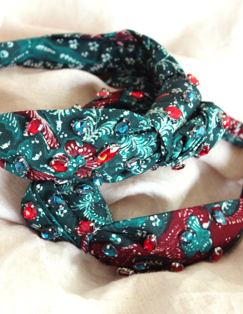 MERAK Peacock Batik Crystals Headband