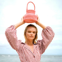 Petite Naga Macrame basket bucket beach woven bag in pink