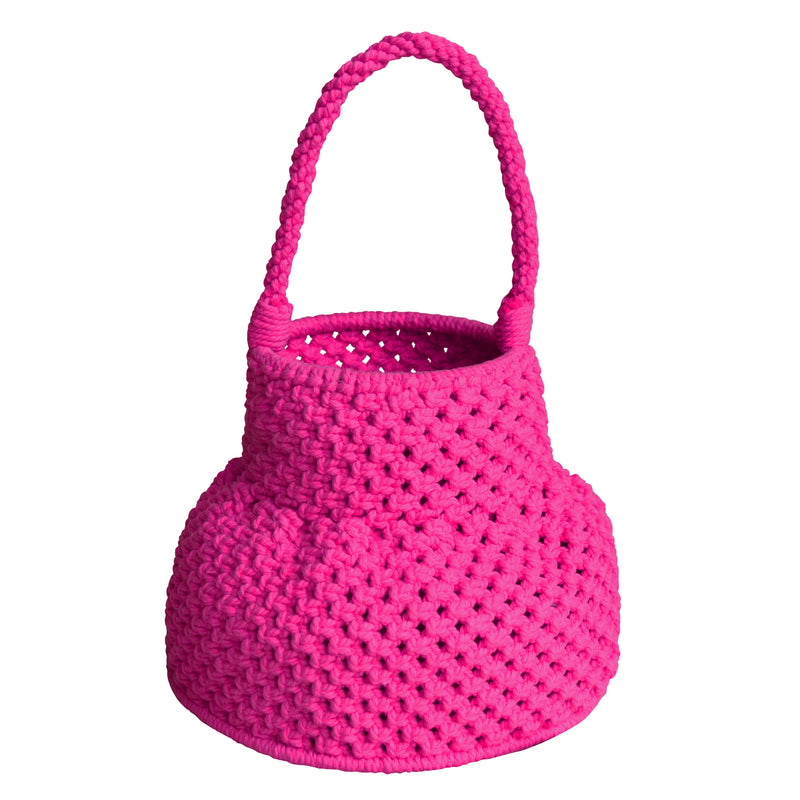 PETITE NAGA Macrame Bucket Bag In Dragonfruit Pink