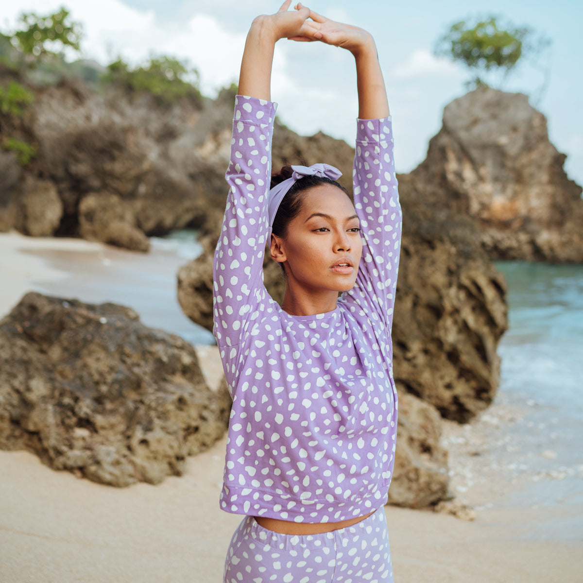 Arnoldi Organic Cotton Polka dot sweatshirt in Periwinkle Purple