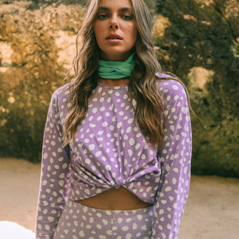 Arnoldi Organic Cotton Polka dot sweatshirt in Periwinkle Purple